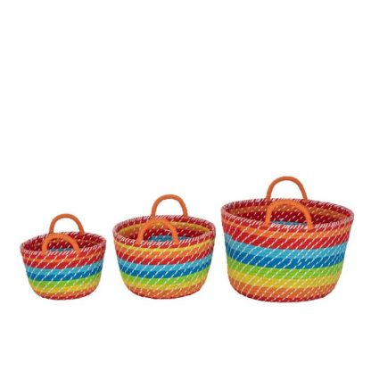 Panier de Rangement | Lot de 3 Paniers Déco "Arc en Ciel" 39cm Multicolore Boîtes & Rangements Multicolore