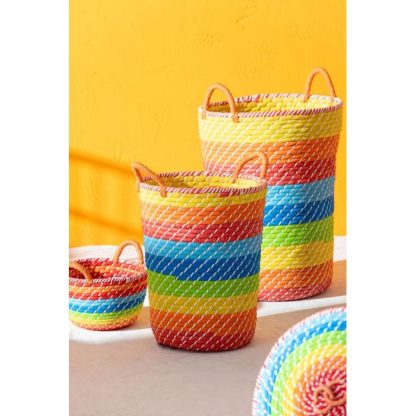 Panier de Rangement | Lot de 3 Paniers Déco "Arc en Ciel" 39cm Multicolore Boîtes & Rangements Multicolore