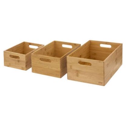 Panier de Rangement | Lot de 3 Paniers Déco "Bambou" 36cm Naturel Boîtes & Rangements Naturel