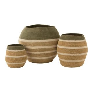 Panier de Rangement | Lot de 3 Paniers Déco "Menthe à l’eau" 68cm Vert & Naturel Boîtes & Rangements Panier de Rangement