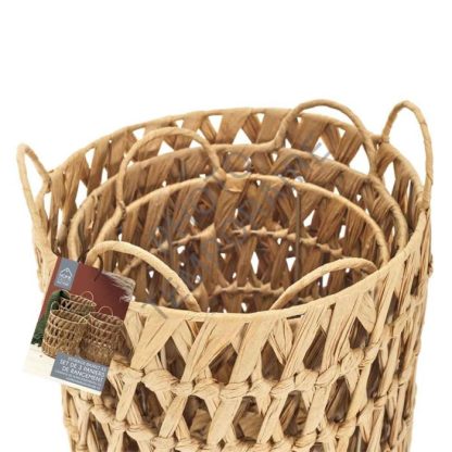 Panier de Rangement | Lot de 3 Paniers de Rangement "Ajouré" 40cm Naturel Boîtes & Rangements Naturel