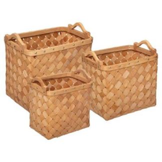 Panier de Rangement | Lot de 3 Paniers de Rangement "Bois" 37cm Caramel Boîtes & Rangements Marron Caramel