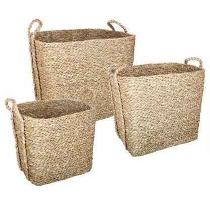 Panier de Rangement | Lot de 3 Paniers de Rangement à Anses "Seagrass" 40cm Naturel Boîtes & Rangements Naturel