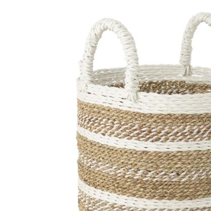 Panier de Rangement | Lot de 3 Paniers de Rangement "Caro" 45cm Naturel & Blanc Boîtes & Rangements Naturel & Blanc