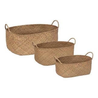 Panier de Rangement | Lot de 3 Paniers de Rangement "Elora" 50cm Naturel Boîtes & Rangements Naturel