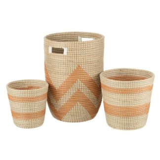 Panier de Rangement | Lot de 3 Paniers de Rangement en Jonc "Colby" 56cm Orange Boîtes & Rangements Orange