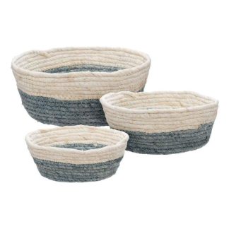 Panier de Rangement | Lot de 3 Paniers de Rangement Rond "Circ" 25cm Naturel Boîtes & Rangements Naturel & Bleu