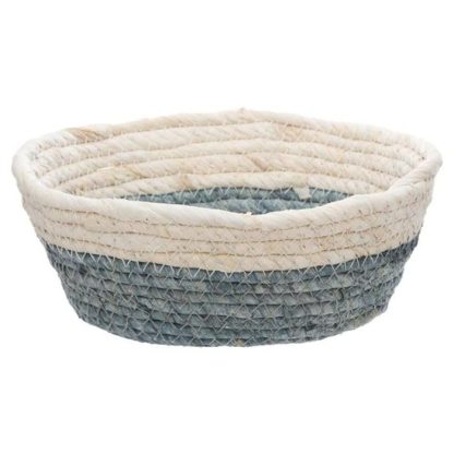 Panier de Rangement | Lot de 3 Paniers de Rangement Rond "Circ" 25cm Naturel Boîtes & Rangements Naturel & Bleu