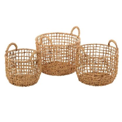 Panier de Rangement | Lot de 3 Paniers de Rangement "Ronds" 44cm Naturel Boîtes & Rangements Naturel