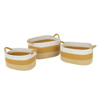 Panier de Rangement | Lot de 3 Paniers de Rangement "Sami" 42cm Ocre Boîtes & Rangements Ocre & Blanc