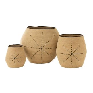 Panier de Rangement | Lot de 3 Paniers Design "Étoile pointillés" 68cm Naturel Boîtes & Rangements Naturel