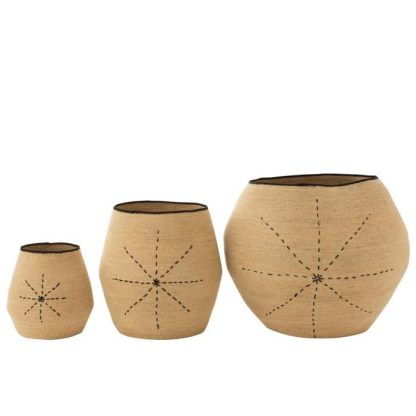 Panier de Rangement | Lot de 3 Paniers Design "Étoile pointillés" 68cm Naturel Boîtes & Rangements Naturel