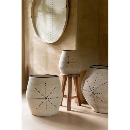 Panier de Rangement | Lot de 3 Paniers Design "Étoile pointillés" 68cm Naturel Boîtes & Rangements Naturel