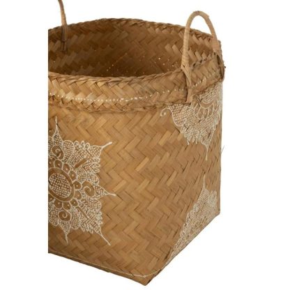 Panier de Rangement | Lot de 3 Paniers en Bambou "Bali" 50cm Naturel & Blanc Boîtes & Rangements Naturel & Blanc