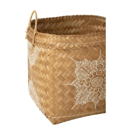 Panier de Rangement | Lot de 3 Paniers en Bambou "Bali" 50cm Naturel & Blanc Boîtes & Rangements Naturel & Blanc