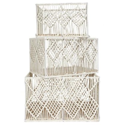 Panier de Rangement | Lot de 3 Paniers Gigognes "Boho" 37cm Beige Boîtes & Rangements Beige