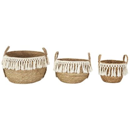 Panier de Rangement | Lot de 3 Paniers Gigognes "Tressés" 33cm Naturel Boîtes & Rangements Naturel