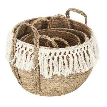 Panier de Rangement | Lot de 3 Paniers Gigognes "Tressés" 33cm Naturel Boîtes & Rangements Naturel