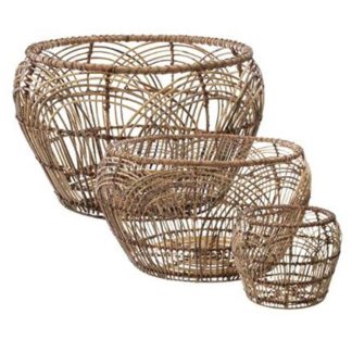 Panier de Rangement | Lot de 3 Paniers Ronds Rotin "Gijon" 31cm Naturel Boîtes & Rangements Naturel