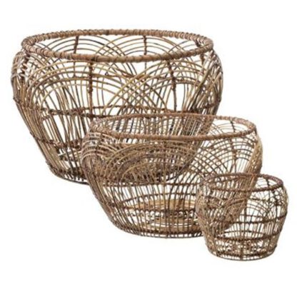 Panier de Rangement | Lot de 3 Paniers Ronds Rotin "Gijon" 31cm Naturel Boîtes & Rangements Naturel