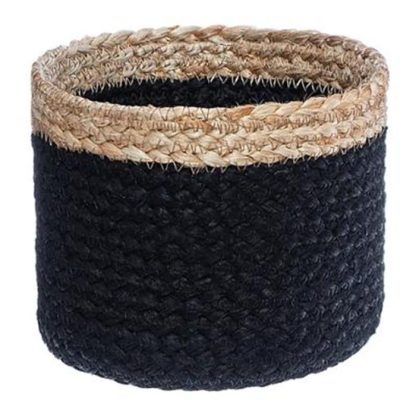 Panier de Rangement | Lot de 3 Paniers "Seagrass" 18cm Noir & Naturel Boîtes & Rangements Noir & Naturel