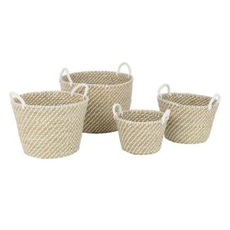 Panier de Rangement | Panier de Rangement Déco "Frise" 40cm Vert Boîtes & Rangements Panier de Rangement