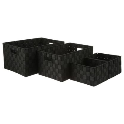 Panier de Rangement | Lot de 4 Paniers de Rangement "Déco" 38cm Noir Boîtes & Rangements Noir