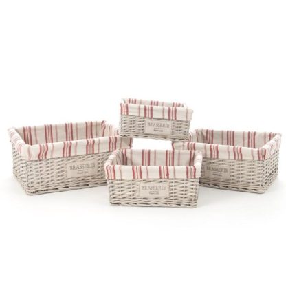 Panier de Rangement | Lot de 4 Paniers Rectangulaire "Bistrot" 28cm Naturel Boîtes & Rangements Naturel