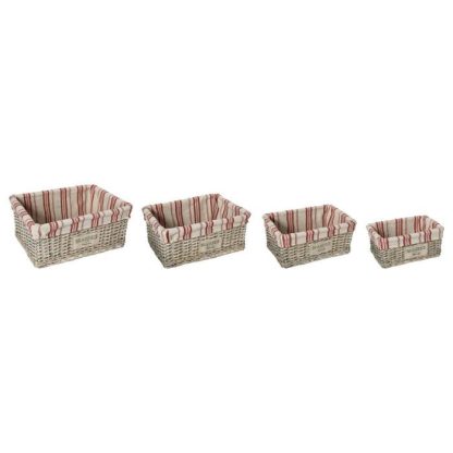 Panier de Rangement | Lot de 4 Paniers Rectangulaire "Bistrot" 28cm Naturel Boîtes & Rangements Naturel