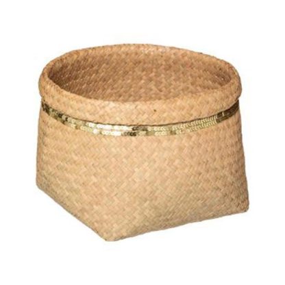 Panier de Rangement | Lot de 5 Paniers de Rangement "Sequins" 39cm Naturel Boîtes & Rangements Naturel & Doré