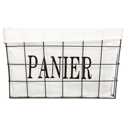 Panier de Rangement | Lot de 5 Paniers Rectangulaire "Welcome Black" 51cm Blanc Boîtes & Rangements Blanc