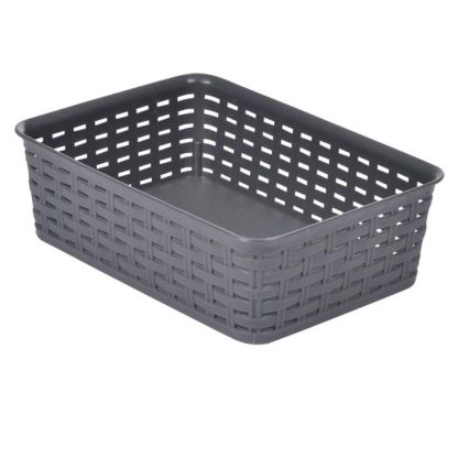 Panier de Rangement | Panière de Rangement "Effet Tressé" 1,6L Gris Boîtes & Rangements Gris