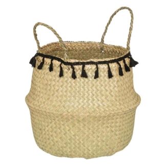 Panier de Rangement | Panier à Pompons Pliable "Alina" 37cm Beige Boîtes & Rangements Beige & Noir