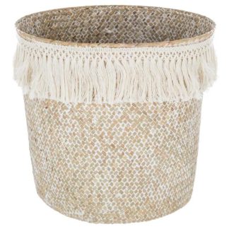 Panier de Rangement | Panier de Rangement à Franges "Seagrass" 26cm Beige Boîtes & Rangements Beige & Blanc