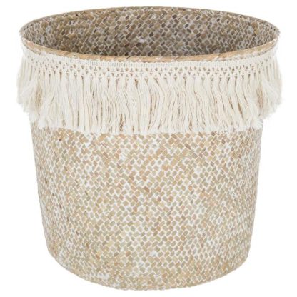 Panier de Rangement | Panier de Rangement à Franges "Seagrass" 26cm Beige Boîtes & Rangements Beige & Blanc