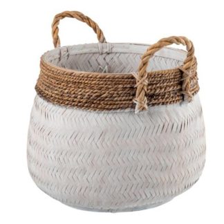 Panier de Rangement | Panier de Rangement Déco "Anses" 39cm Blanc Boîtes & Rangements Blanc & Naturel