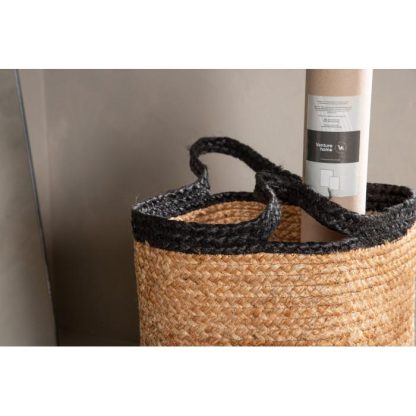 Panier de Rangement | Panier de Rangement en Jute "Pune" 50cm Naturel Boîtes & Rangements Naturel & Noir