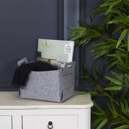 Panier de Rangement | Panier de Rangement "Feutre Pliable" 25cm Gris Boîtes & Rangements Gris