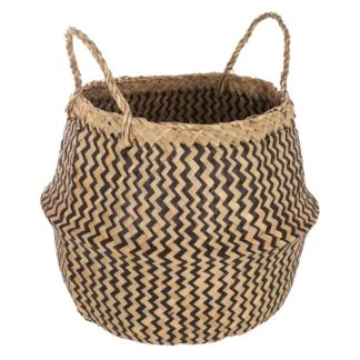 Panier de Rangement | Panier de Rangement Pliable à Anses "Seagrass" 40cm Noir & Naturel Boîtes & Rangements Noir & Naturel