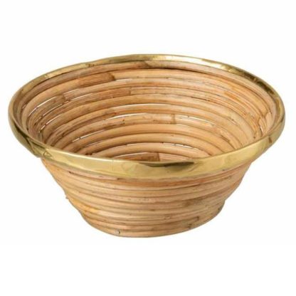 Panier de Rangement | Panier Rond Déco "Rotin" 28cm Or & Naturel Boîtes & Rangements Or & Naturel