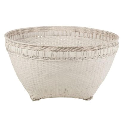 Panier de Rangement | Panier Rond Déco "Rotin" 84cm Blanc Boîtes & Rangements Blanc