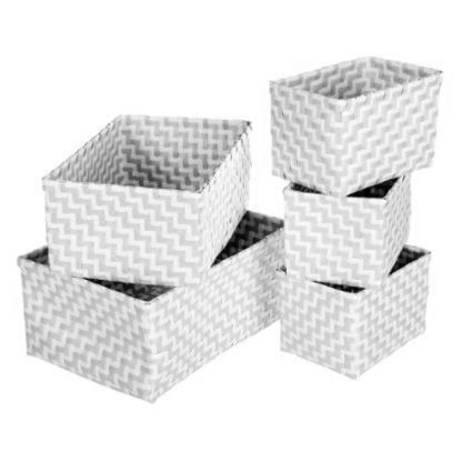 Panier de Rangement | Set de 5 Paniers de Rangement "Color" 35cm Gris Boîtes & Rangements Gris