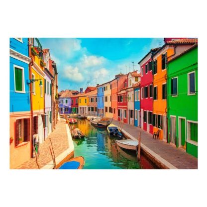 Papier Peint | Papier Peint "Colorful Canal in Burano" Décoration Murale Multicolore