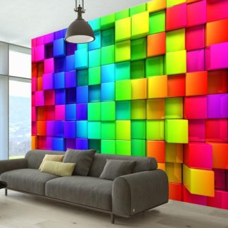 Papier Peint | Papier Peint "Colourful Cubes" Décoration Murale Multicolore