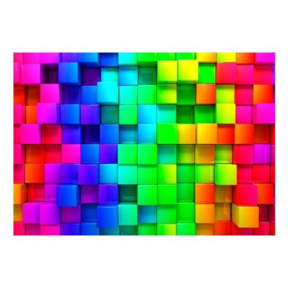 Papier Peint | Papier Peint "Colourful Cubes" Décoration Murale Multicolore