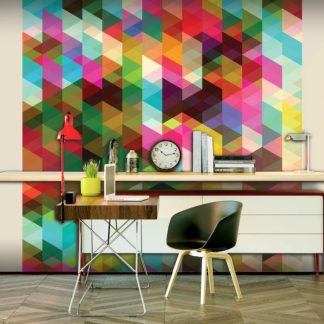 Papier Peint | Papier Peint "Colourful Geometry" Décoration Murale Multicolore