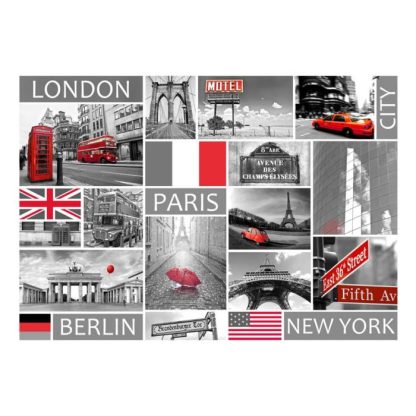 Papier Peint | Papier Peint "London, Paris, Berlin, New York" Décoration Murale Multicolore