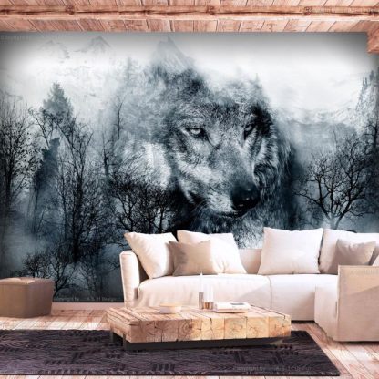 Papier Peint | Papier Peint "Mountain Predator Black & White" Décoration Murale Multicolore