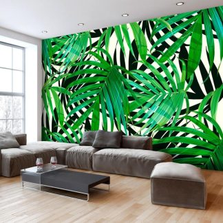 Papier Peint | Papier Peint "Tropical Leaves" Décoration Murale Multicolore