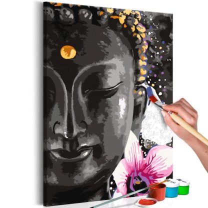 Peinture par Numéro | Tableau à Peindre Soi-Même "Buddha & Flower" 40x60cm Décoration Murale Multicolore